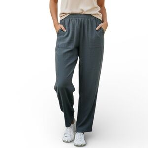 ZARA Women's Charcoal/ Navy Trousers Joggers Dress Pants 0499 XL Wide Leg